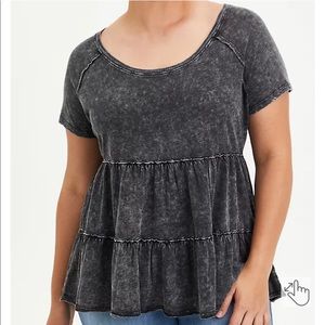 TIERED RAGLAN TOP - MINERAL WASH BLACK